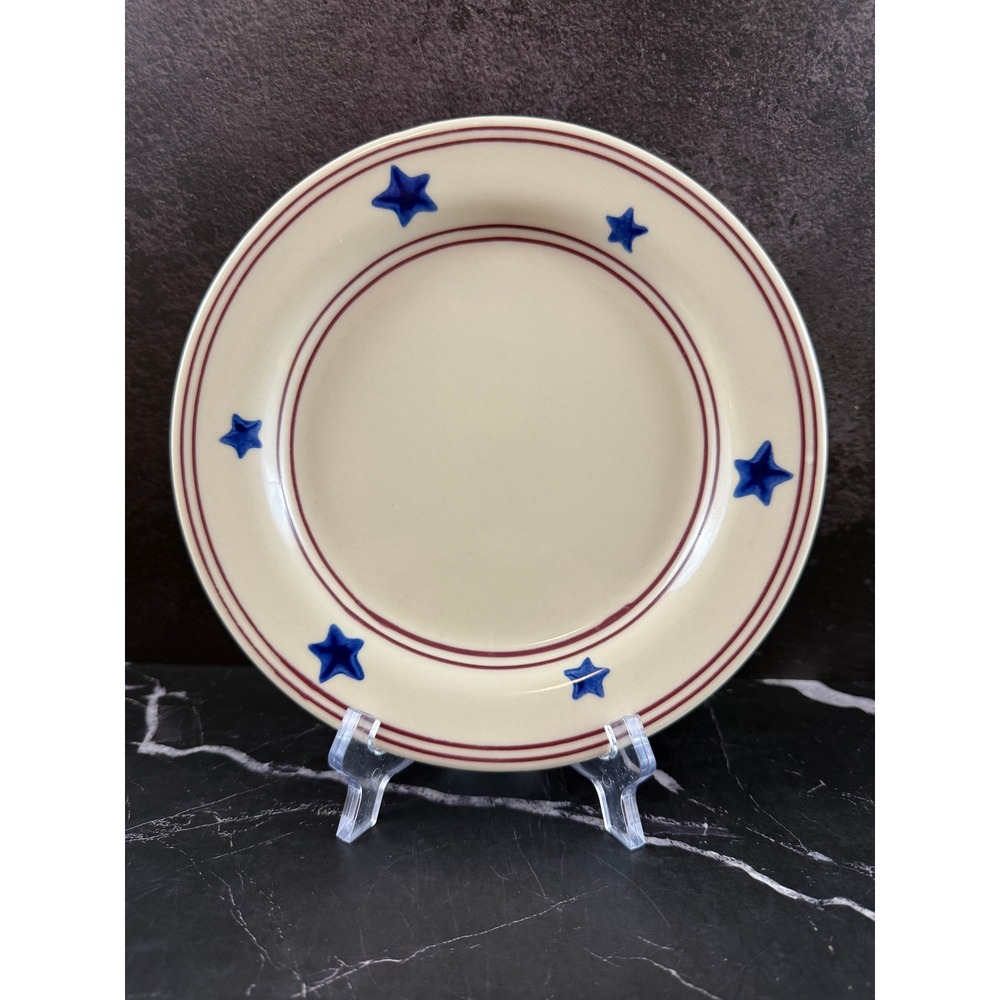 VTG Hartstone USA Texas Proud 7 7/8in Red Stripe Blue Stars Salad Plate MINT!
